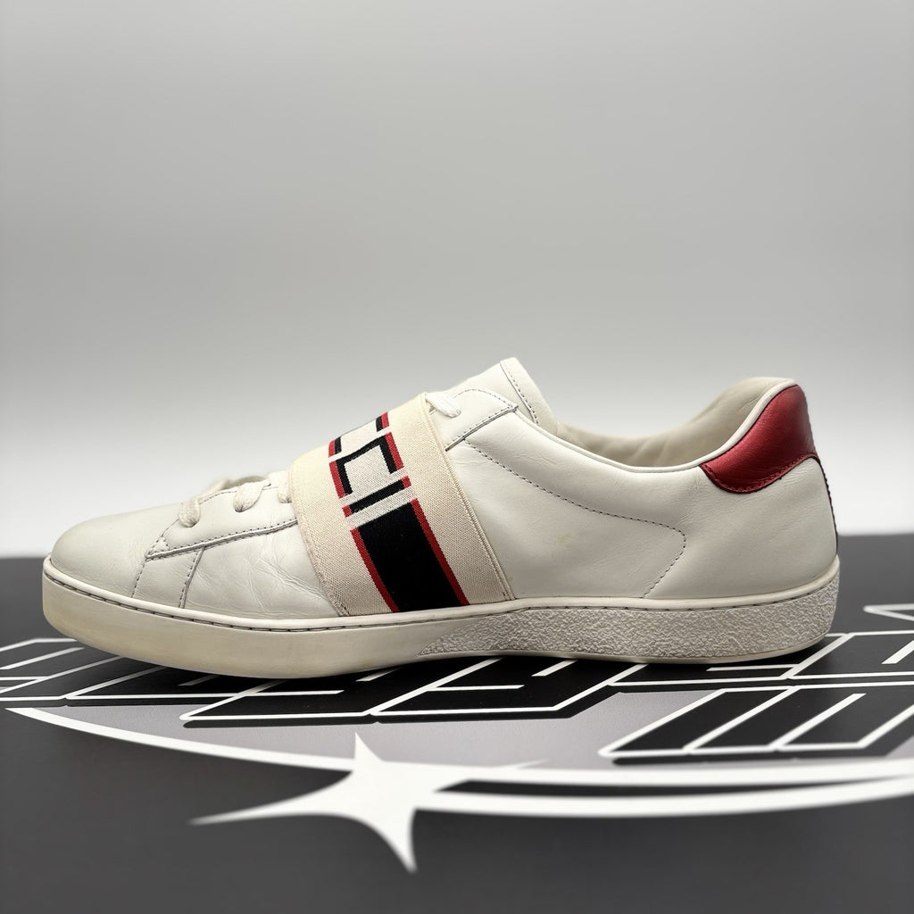 Size 11 G (11.5 US) - Gucci Ace Gucci Stripe ‘ White, Red ‘