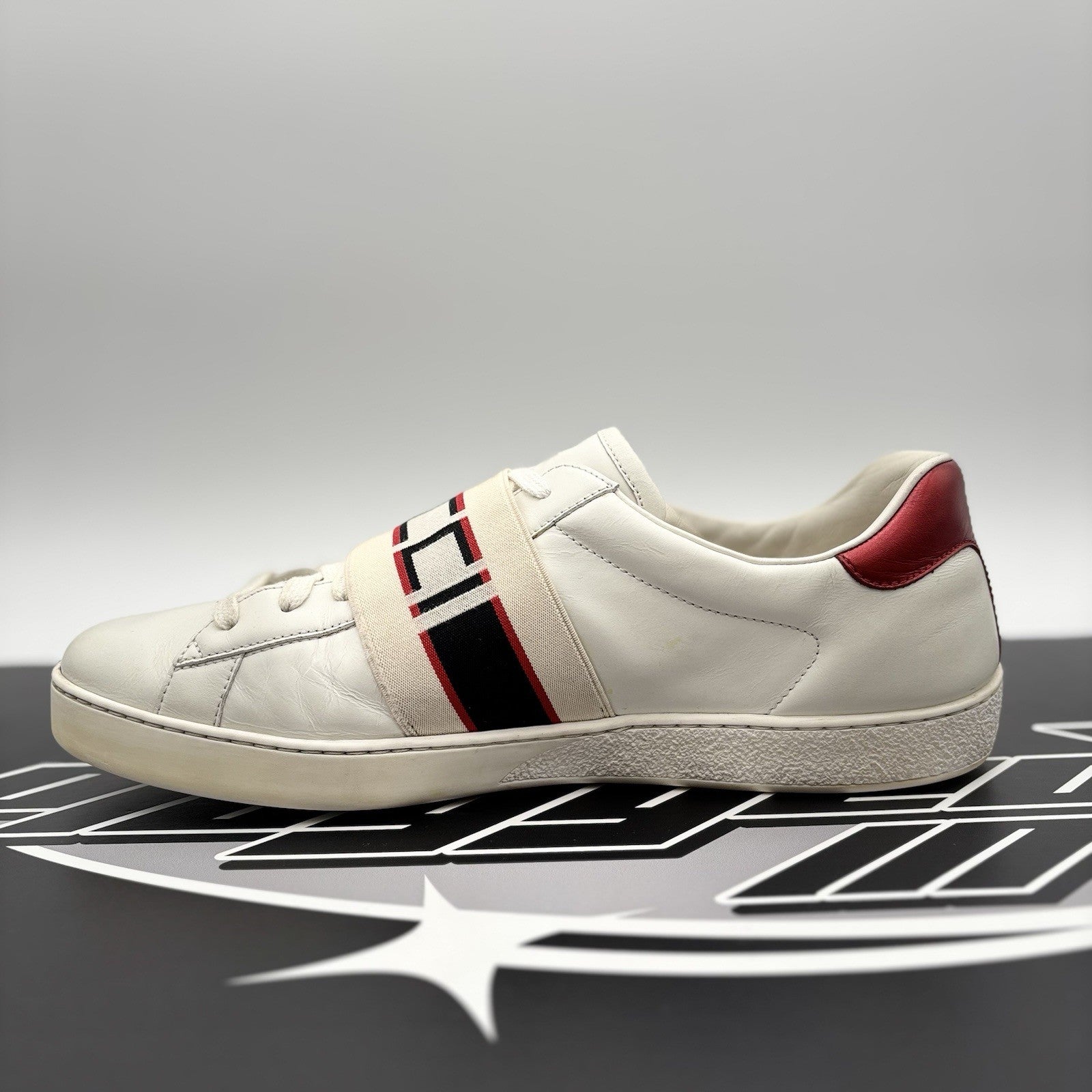 Size 11 G (11.5 US) - Gucci Ace Gucci Stripe ‘ White, Red ‘