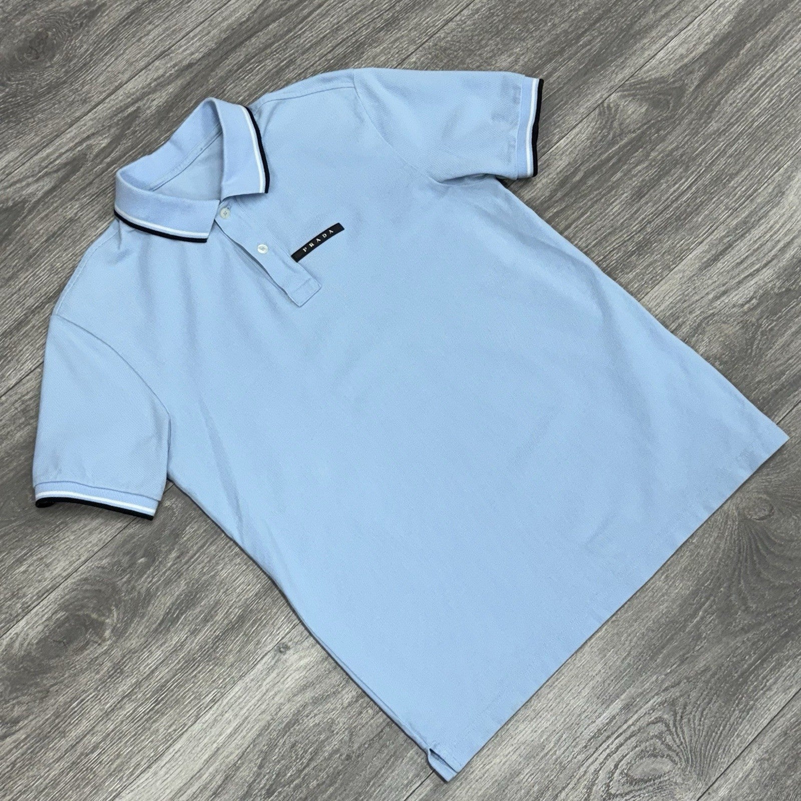 Size L - Prada Polo Shirt ' Light Blue ' | GREAT CONDITION!