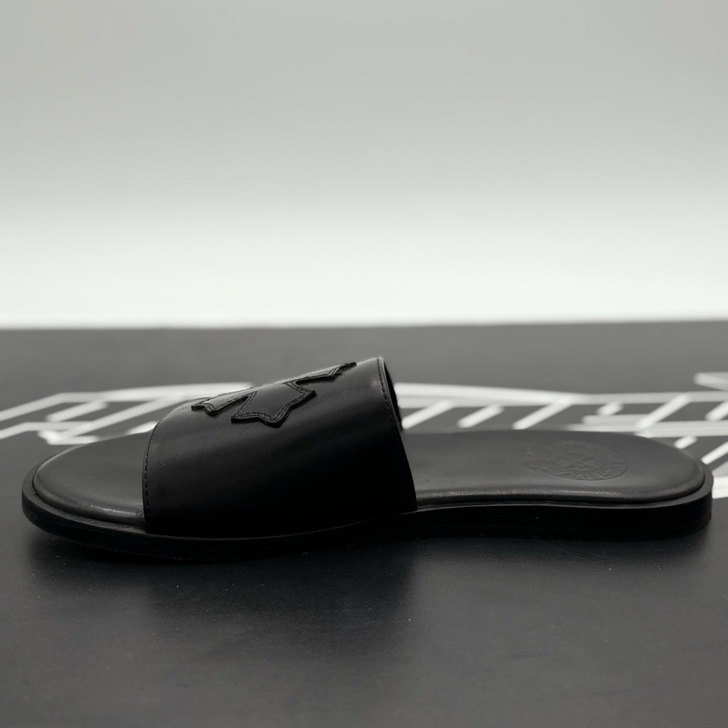 Size 41 (8 US) - Chrome Hearts Leather Slides ' Black ' | SUPER CLEAN!