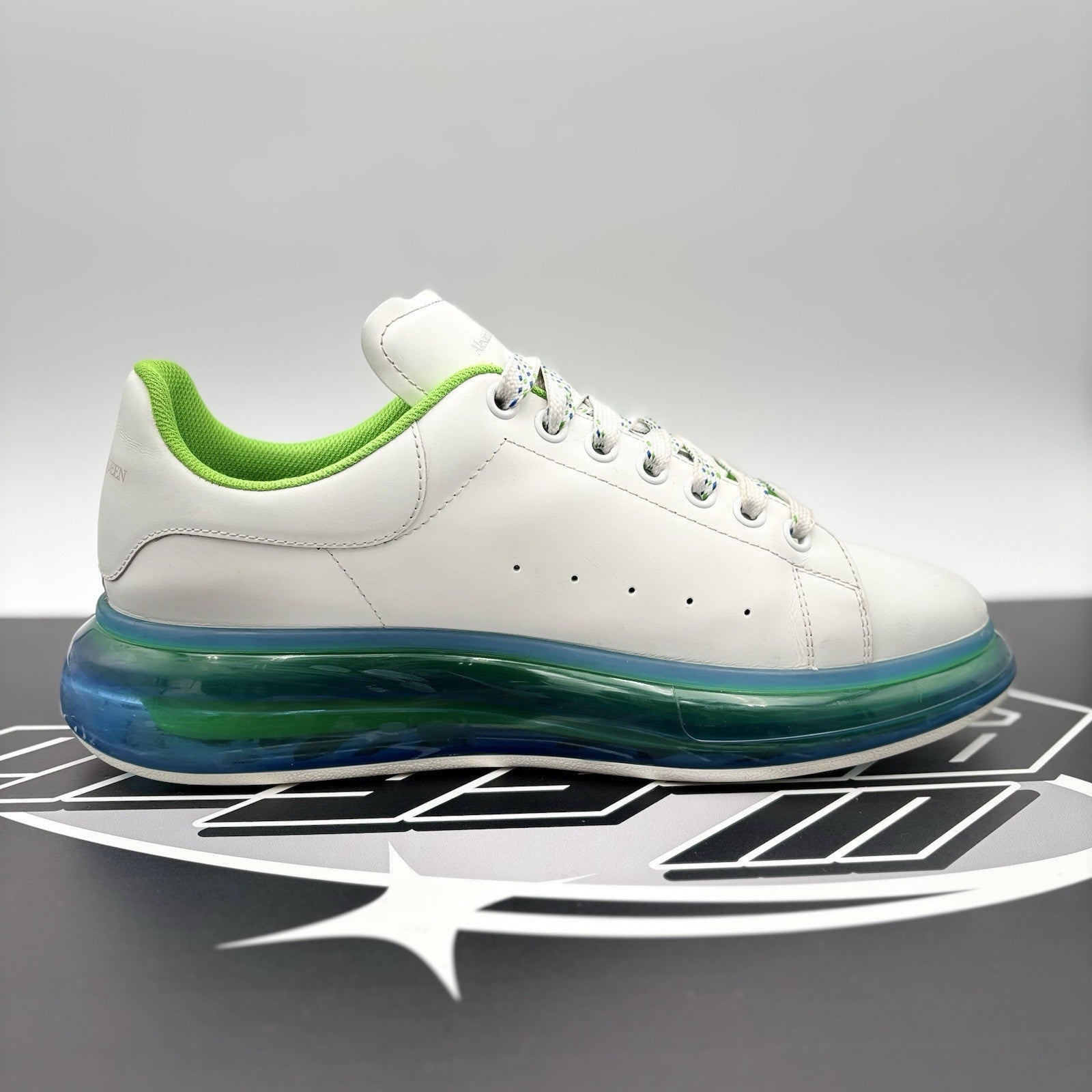 Size 45 (12 US) Alexander McQueen ' Transparent Sole White, Lime '