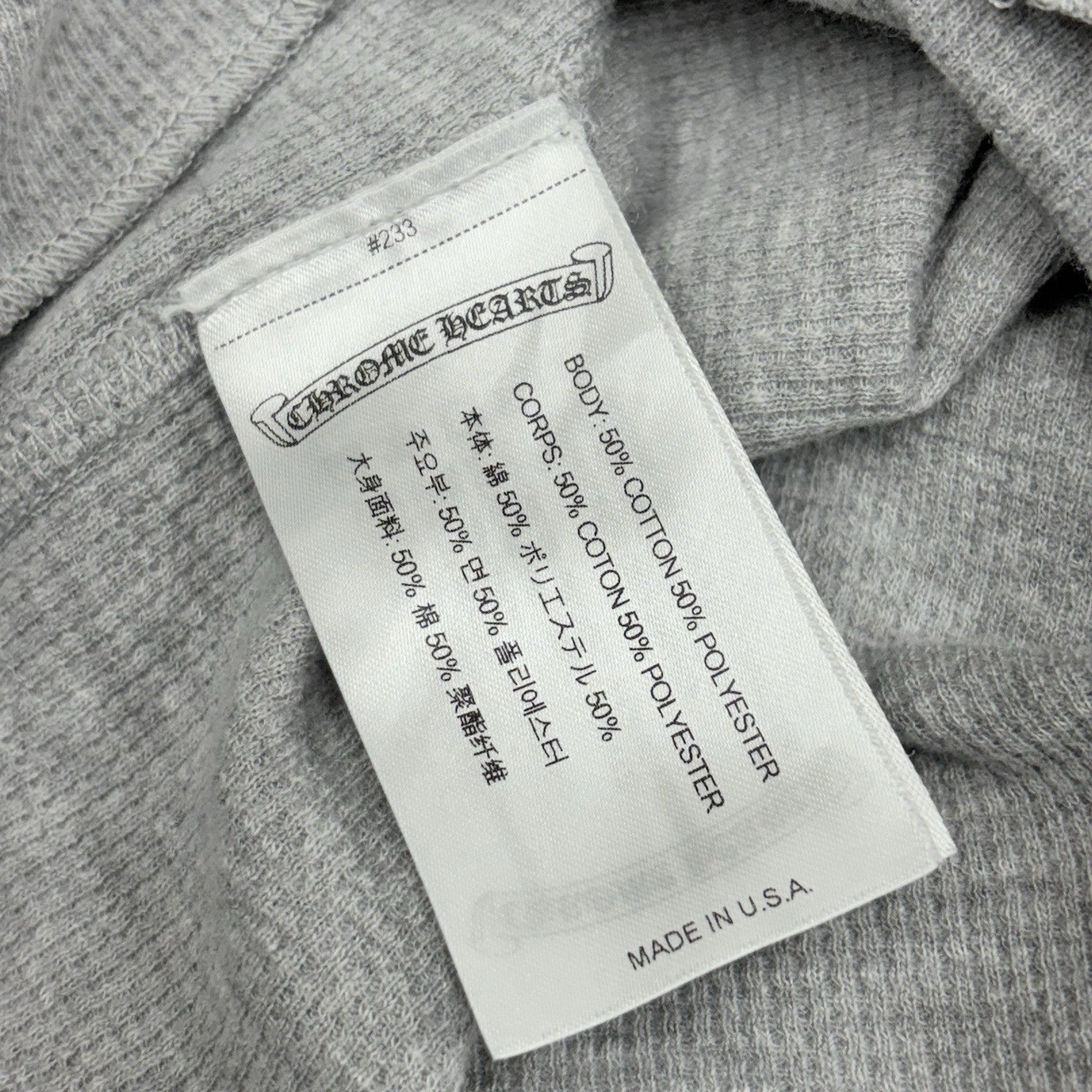 Size L - Chrome Hearts Dagger Long Sleeve Thermal ' Grey ' | WORN 1-3x