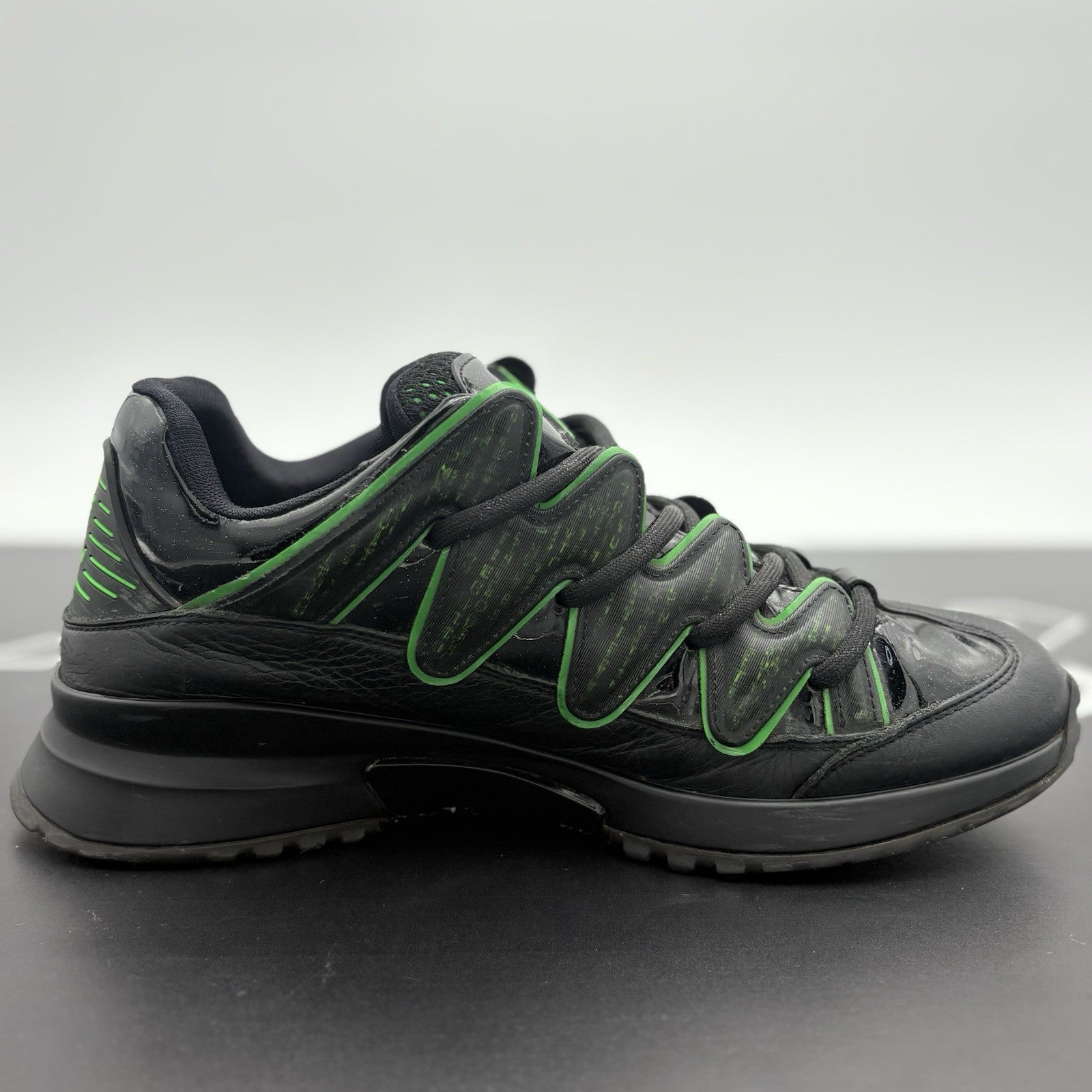 Size 7.5 LV (8.5-9 US) Louis Vuitton Digital Zig Zag Sneaker ' Black Green '