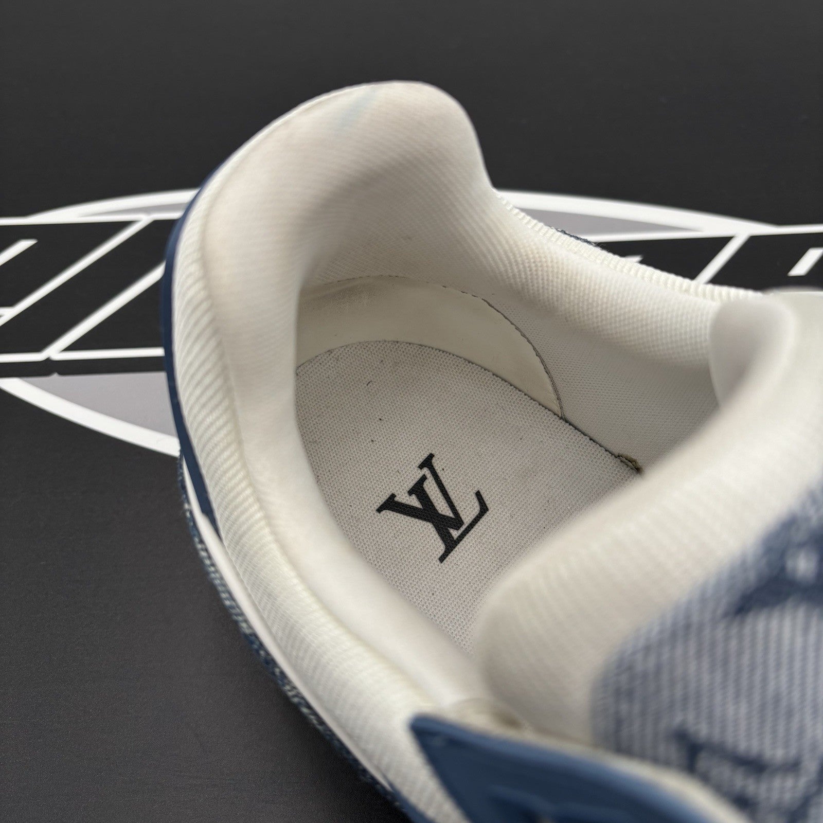 Size 11 LV (12-12.5 US) - Louis Vuitton Trainer Denim ' Navy ' | EXCELLENT!