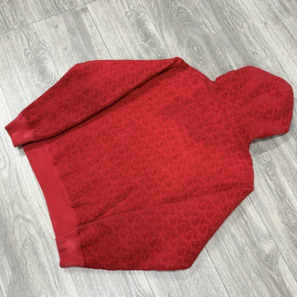 Size Medium - Dior Terry Cotton Towel Hoodie ' Red '