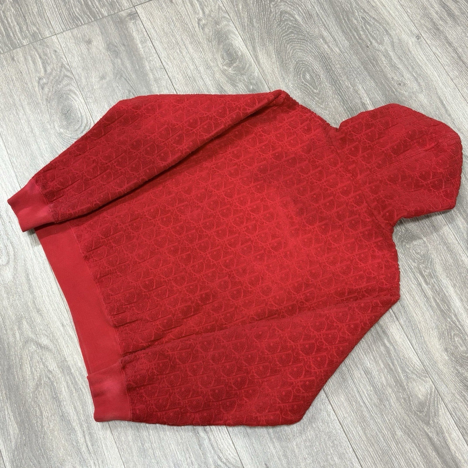 Size Medium - Dior Terry Cotton Towel Hoodie ' Red '