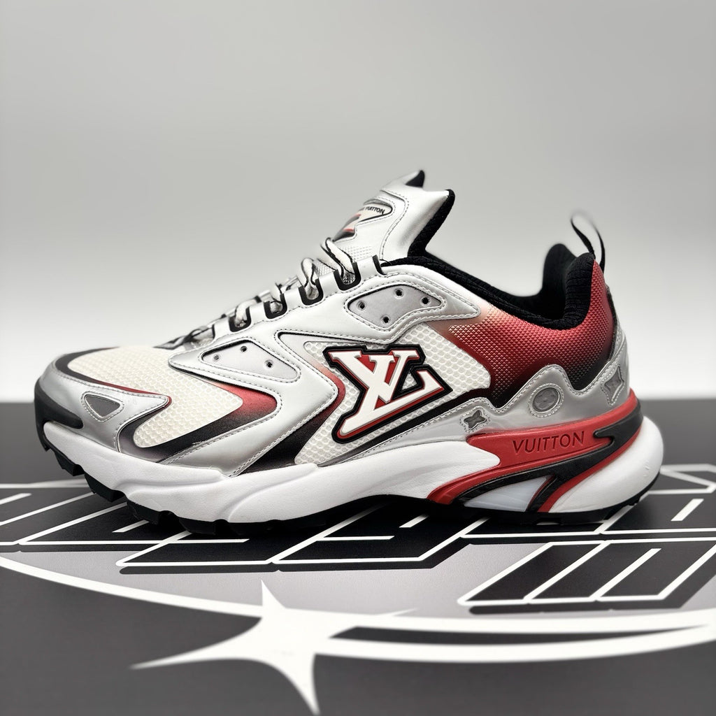 Size 8.5 LV (9.5-10 US) Louis Vuitton Tactic Runner ' Red Grey ' | GREAT COND!
