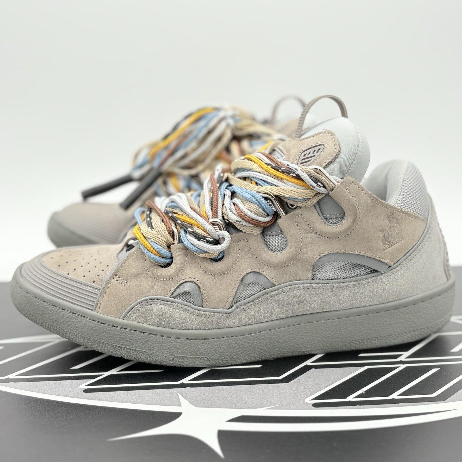 Size 45 (12 US) Lanvin Curb Sneaker ' Grey Colorful Laces ' | GREAT CONDITION!