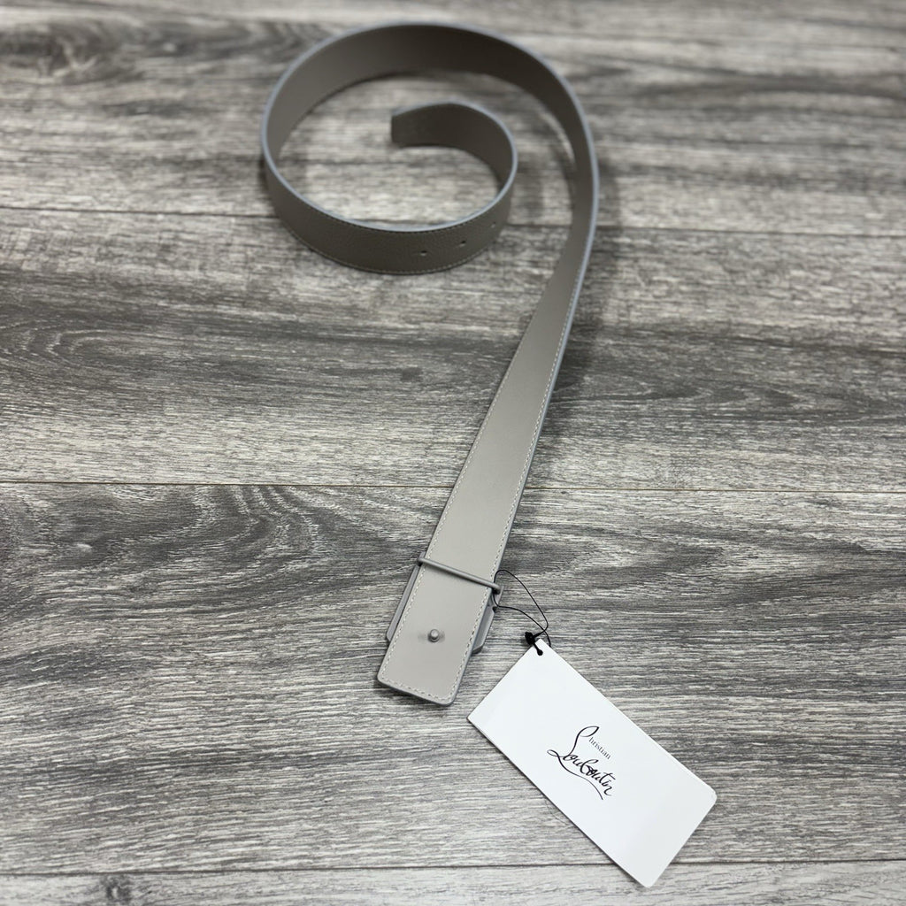 Size 85/34 - Christian Louboutin Happy Rui CL Logo Belt Grey Leather | NEW!