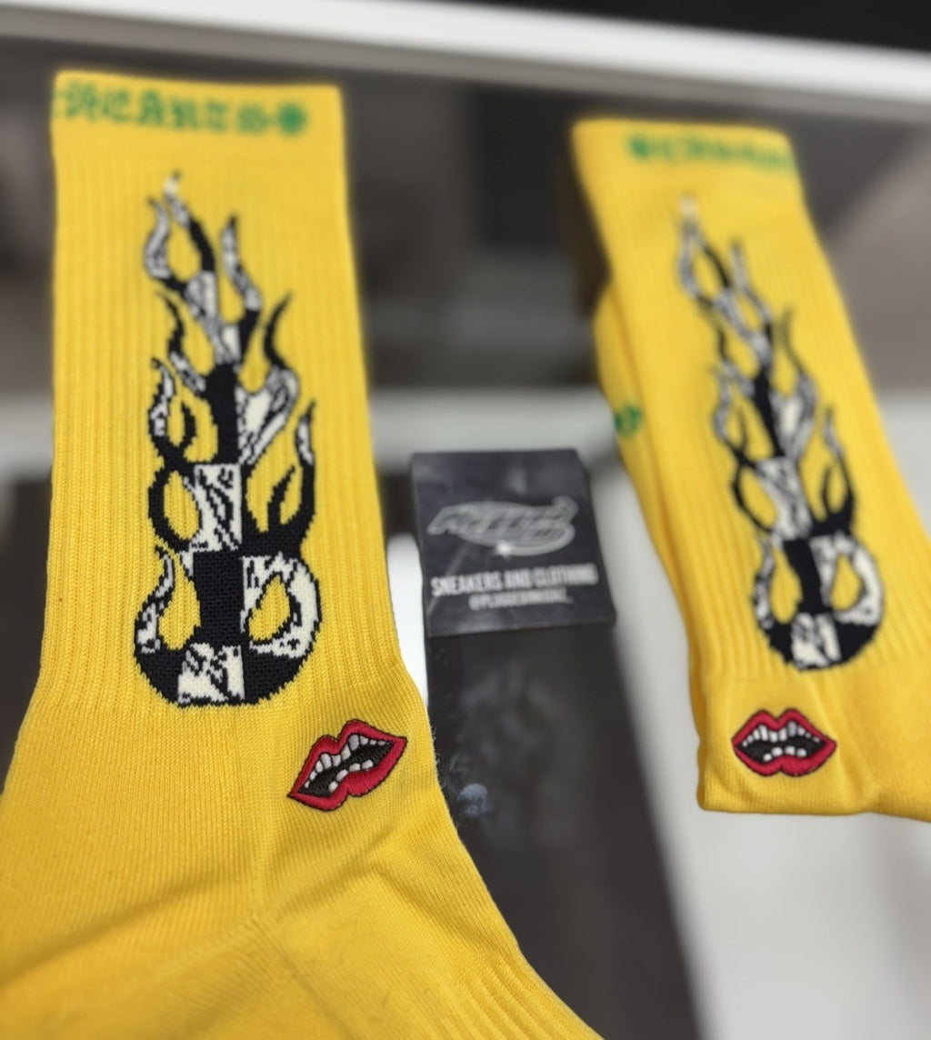 Size Small (4-6 US) - Chrome Hearts X Matty Boy Flame Socks ' Black ' | NEW!