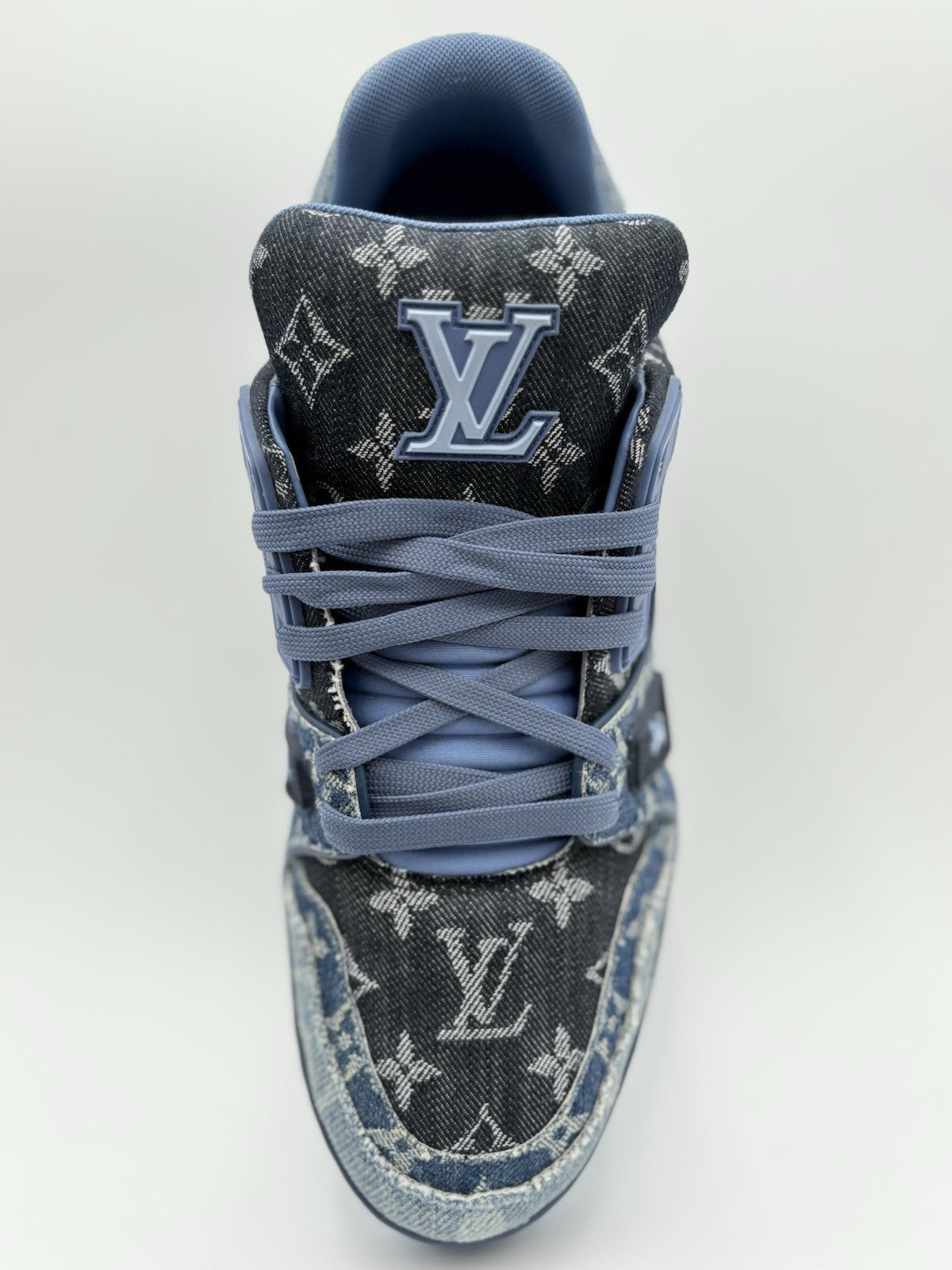 Size 8.5 LV (9.5-10 US) Louis Vuitton Trainer ' Monogram Blue Denim ' | CLEAN!