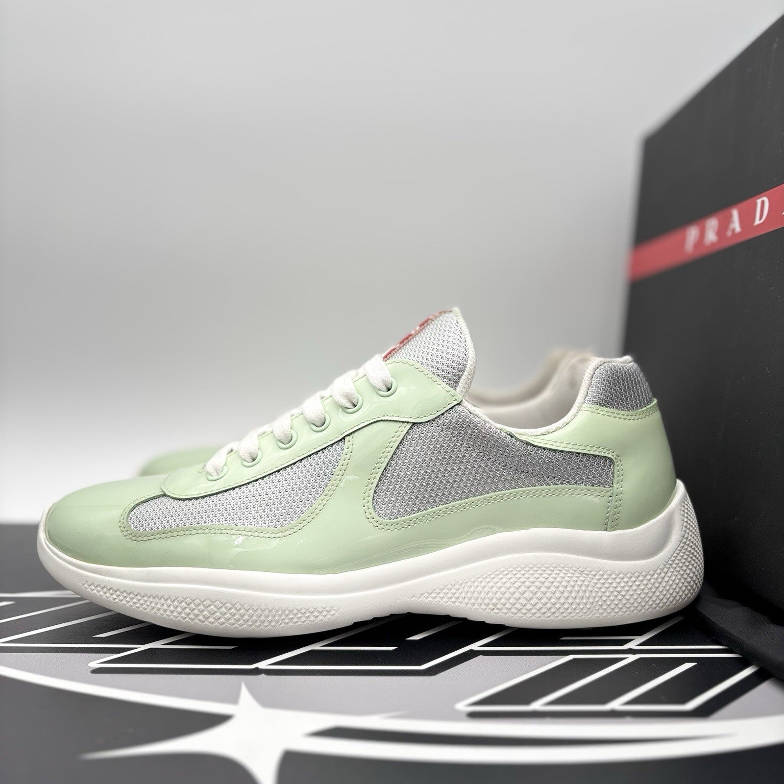 Size 8 UK (9 US) Prada Americas Cup ' White, Mint, Silver ' | GREAT CONDITION!