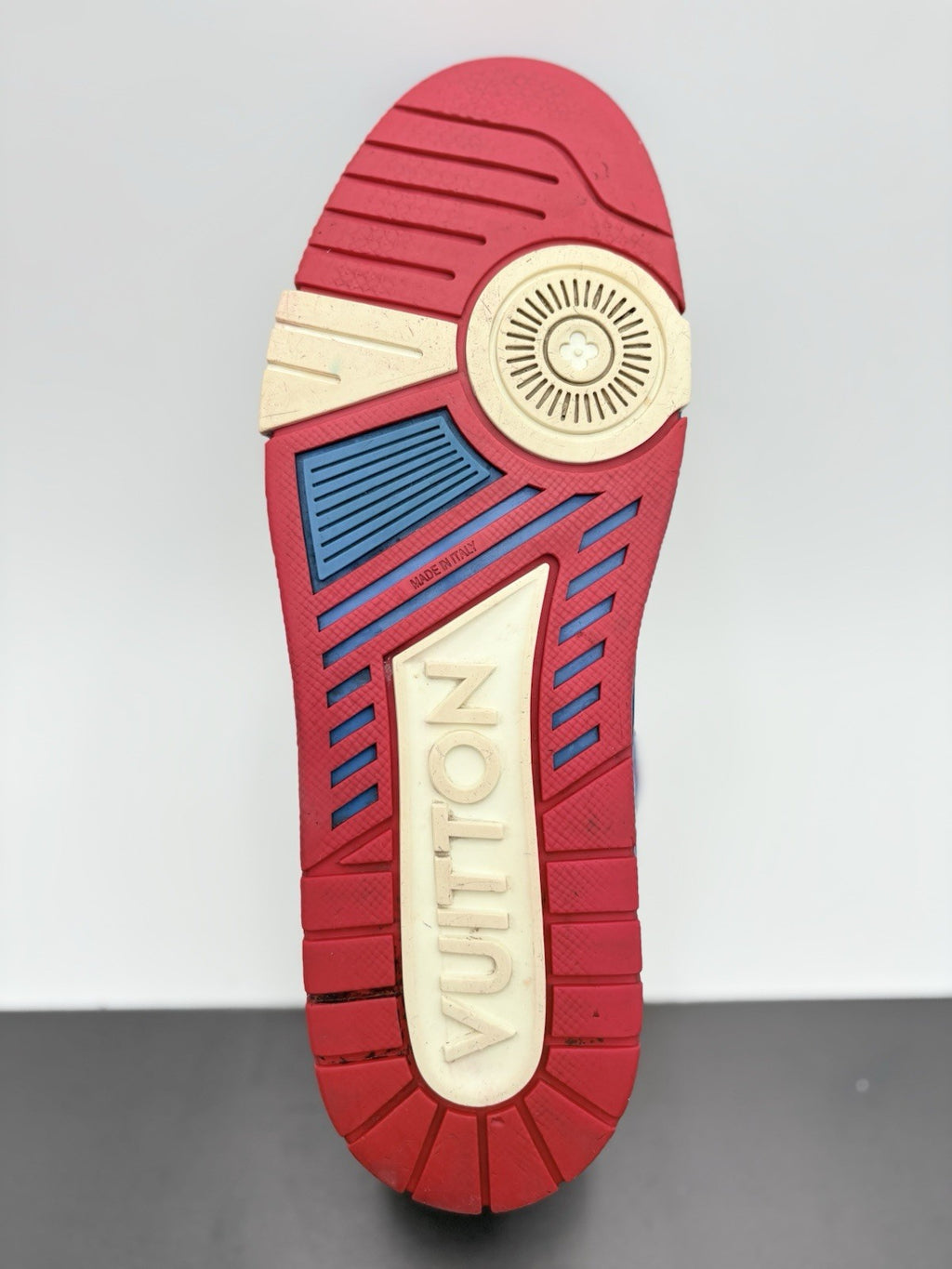 Size 9.5 LV (10.5-11 US ) Louis Vuitton Trainer ' White Red Blue ' | GOOD COND