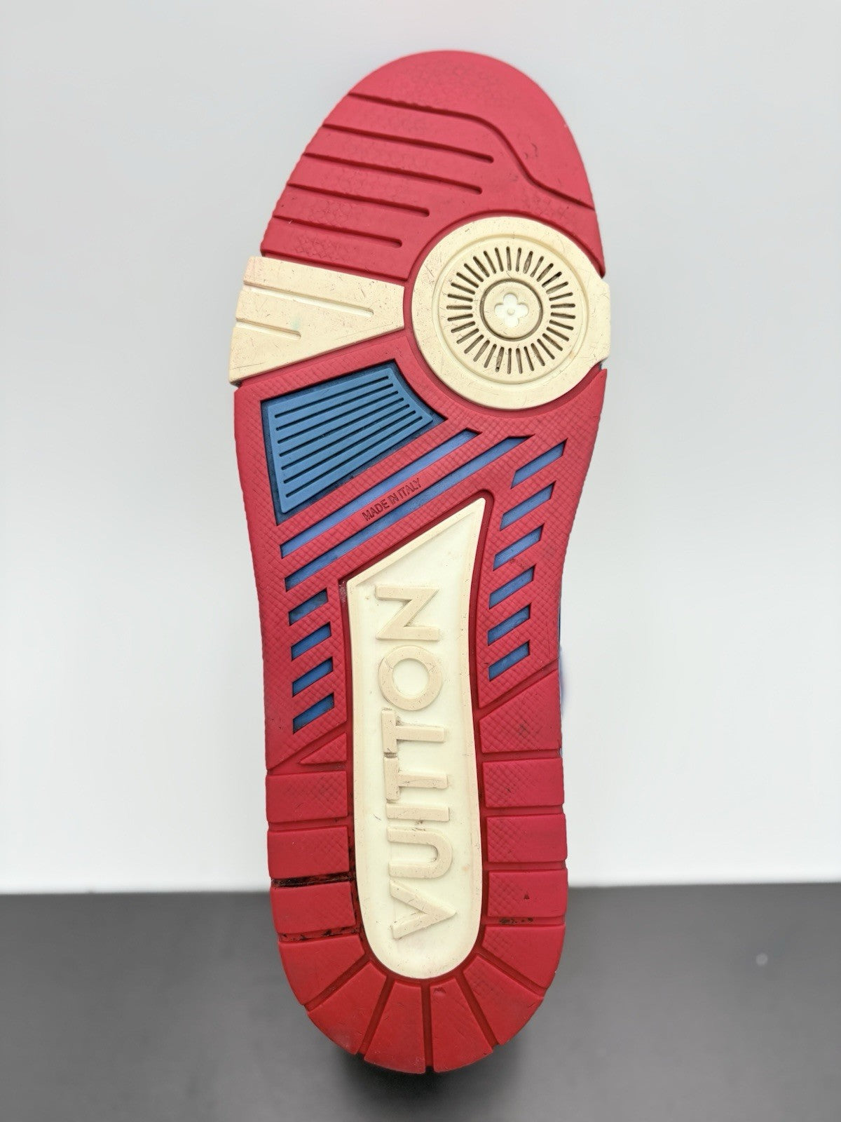 Size 9.5 LV (10.5-11 US ) Louis Vuitton Trainer ' White Red Blue ' | GOOD COND