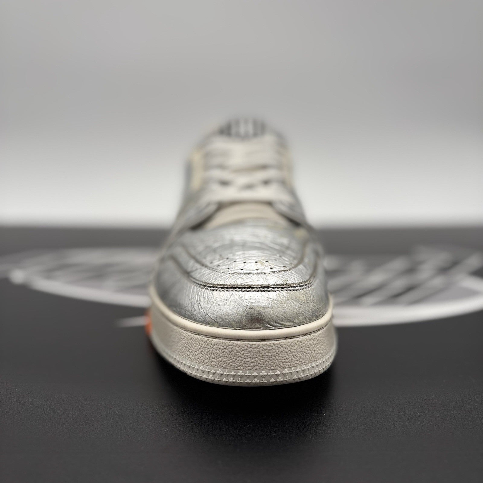 Size 10 LV (11-11.5 US) - Louis Vuitton Trainer Low ' Metallic Silver Orange '