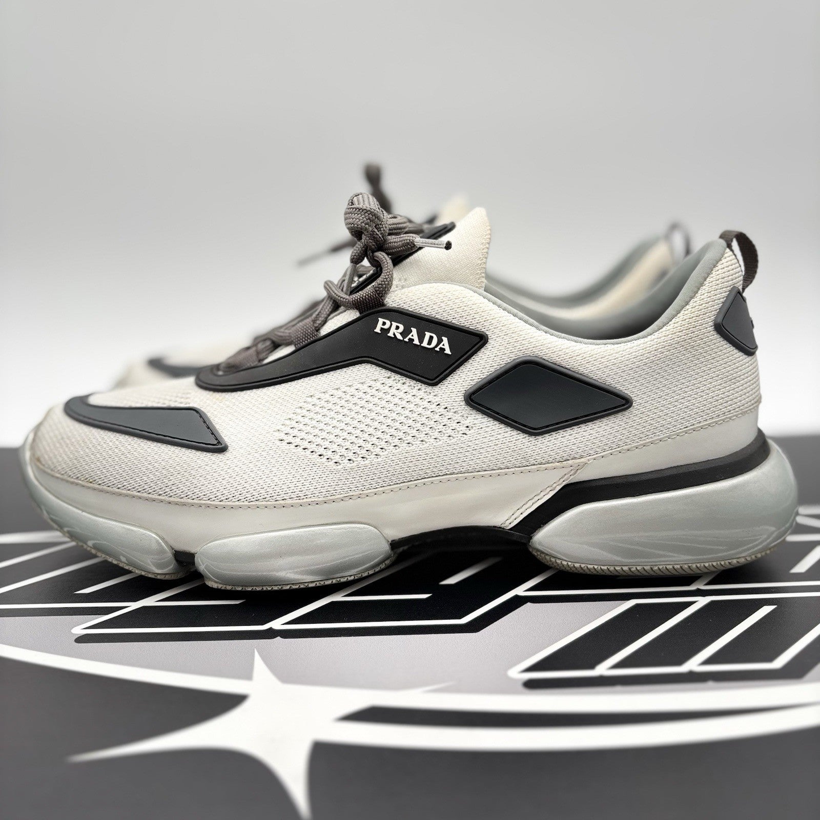 Size 6.5 UK (7.5 US) Prada Cloudbust Mesh ' White, Grey ' | GOOD CONDITION!