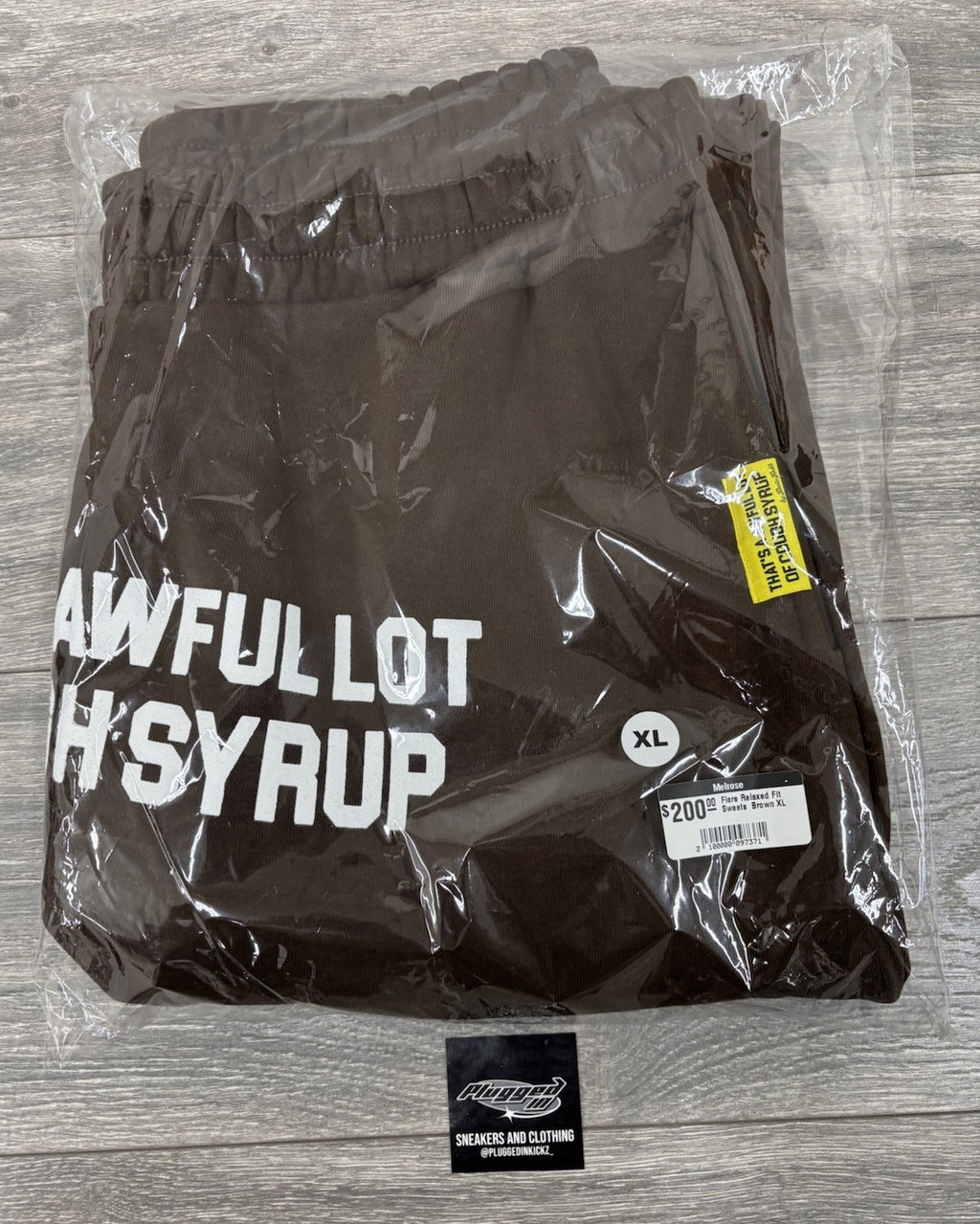 Size XL - Awful Lot Of Cough Syrup Sweats Relax Fit Flare ‘ Brown ‘ | NEW!
