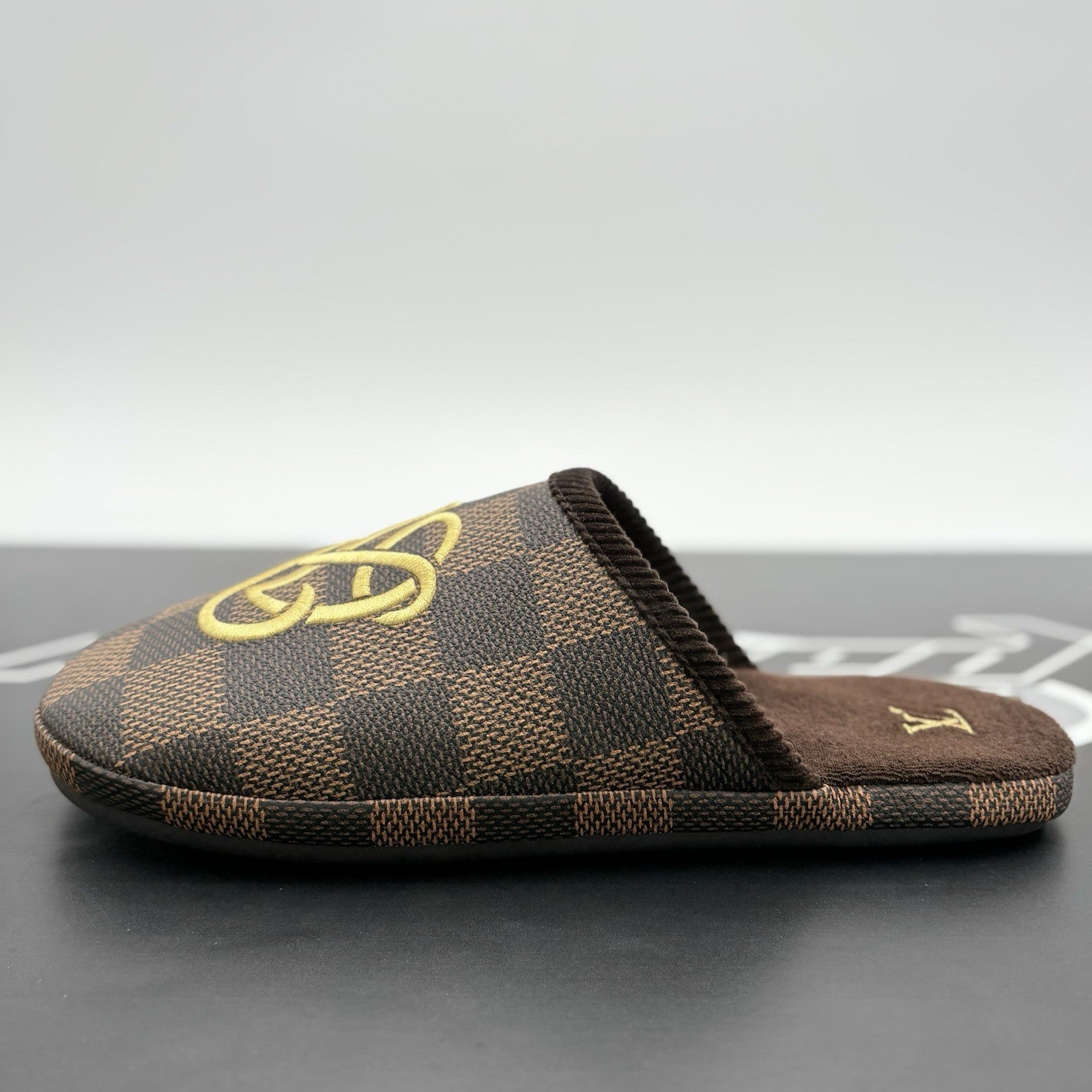 Size 11 LV (12-12.5 US) Louis Vuitton Palace Slipper Damier Pop ' Ebene ' | NEW!