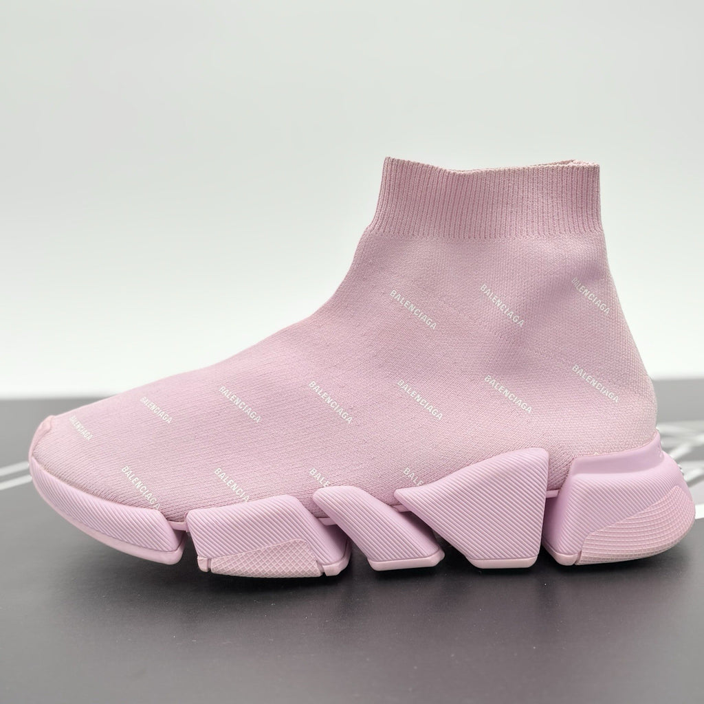 Size 41 - Balenciaga Speed 2.0 Logo All Over ' Pink ' | GREAT CONDITION!