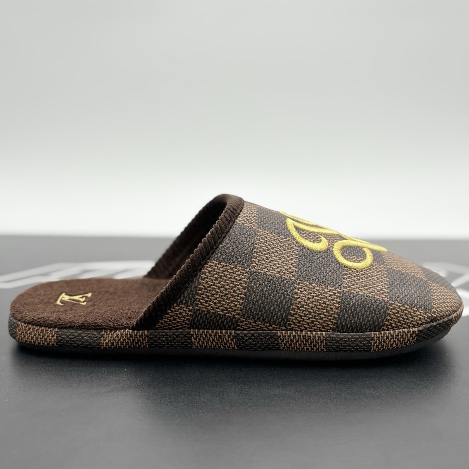 Size 11 LV (12-12.5 US) Louis Vuitton Palace Slipper Damier Pop ' Ebene ' | NEW!