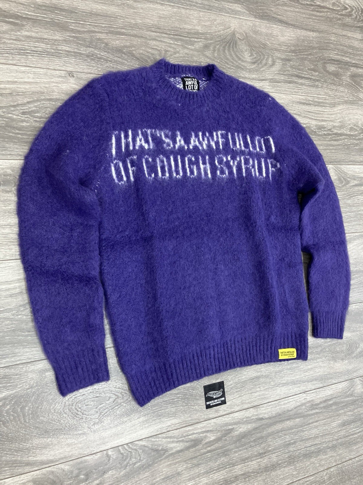 Size L - Thats A Awful Lot Of Cough Syrup Mohair Sweater ' Purple ' | NEW!