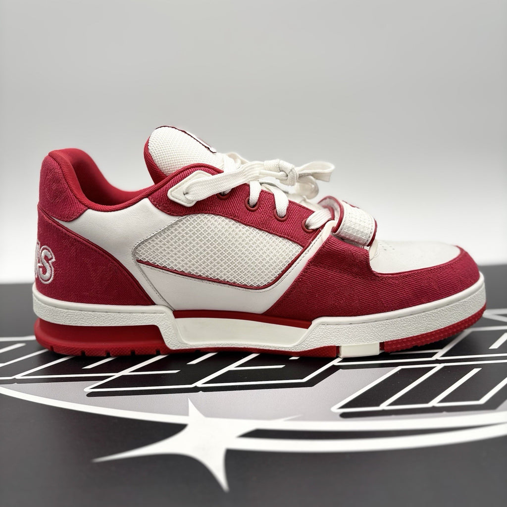 Size 9 LV (10-10.5 US) Louis Vuitton Trainer Strap ' Red, White ' | SUPER CLEAN!