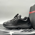Size 8 UK (9 US) - Prada Americas Cup ' Black Leather ' | GOOD CONDITION!