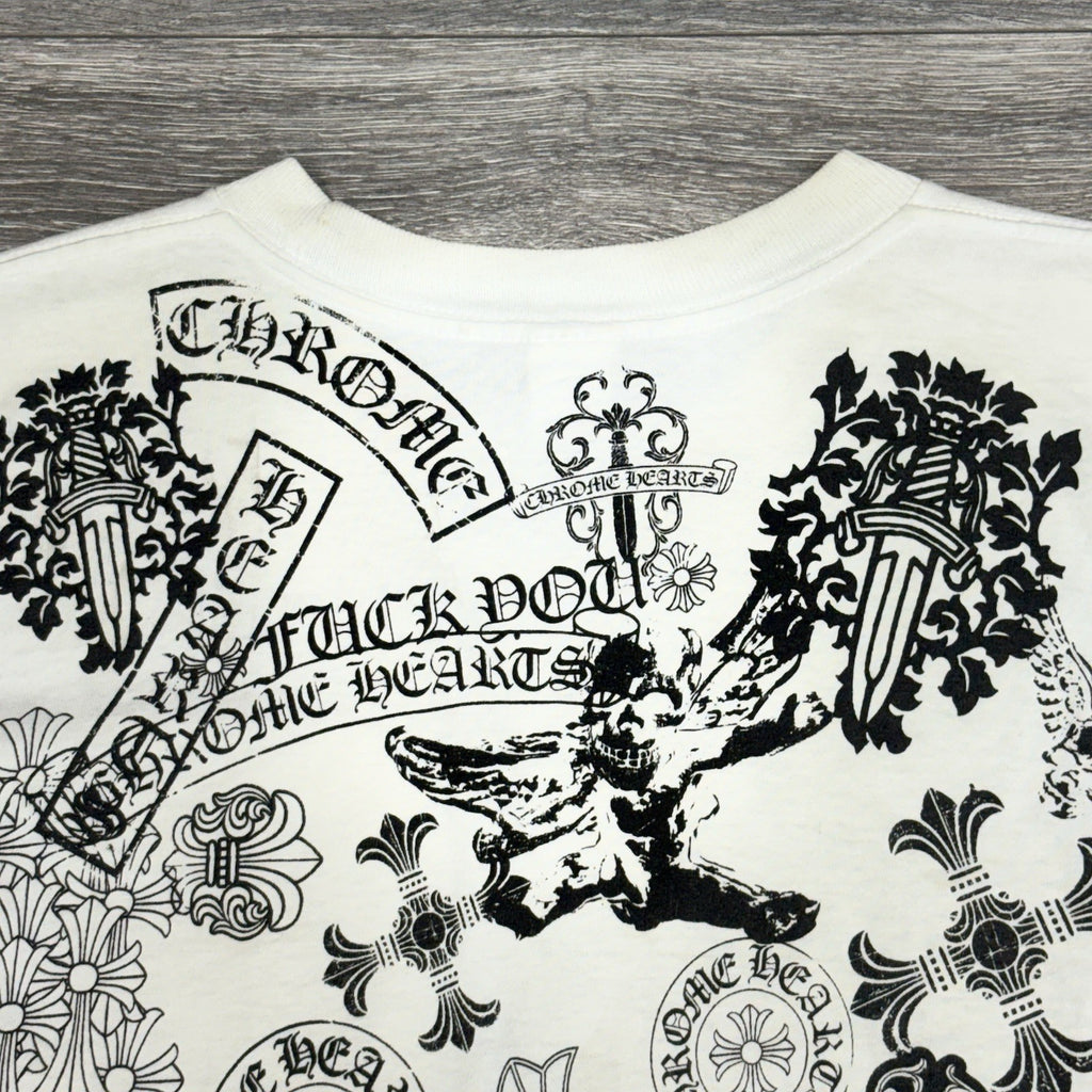 Size Small - Chrome Hearts All Over Logo Stencil T-Shirt ' White ' | RARE!