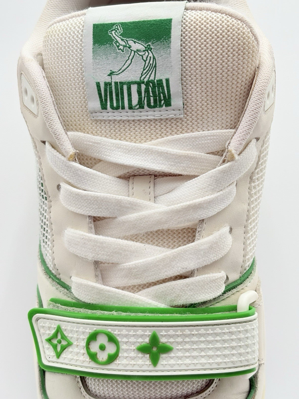 Size 10 LV (11-11.5 US) Louis Vuitton Strap Trainer ' Green ' | SUPER CLEAN!