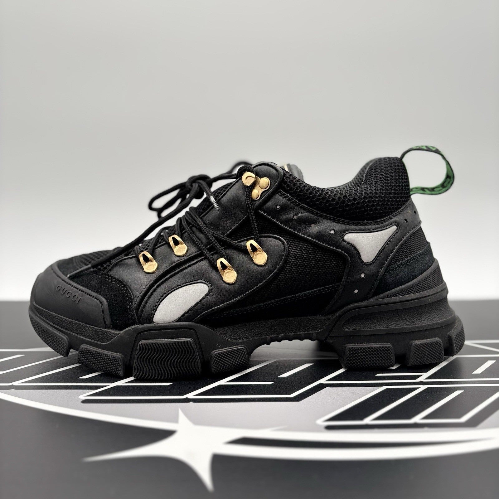 Size 8 G (8.5 US) - Gucci Flashtrek ' SEGA Black Leather ' | GOOD CONDITION!