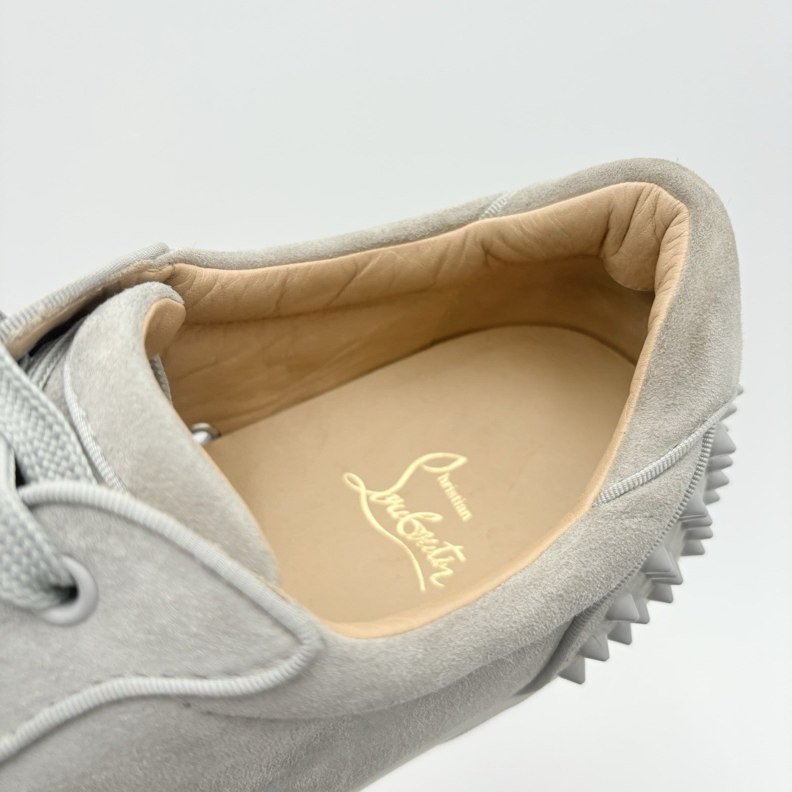 Size 45 (12 US) Christian Louboutin Suede Louis Spikes ' Grey ' | SUPER CLEAN!