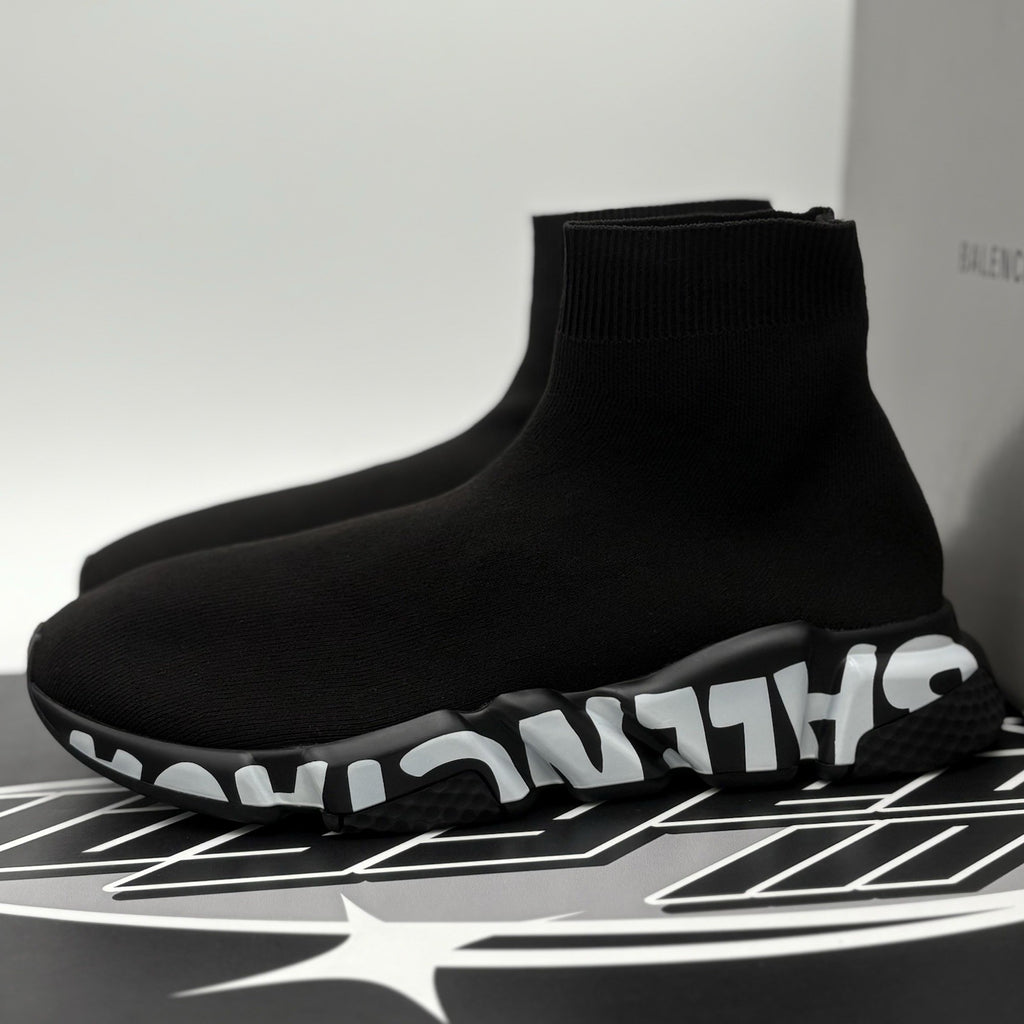 Size 47 (14 US) - Balenciaga Speed Graffiti Trainer  ' Black ' | BRAND NEW!