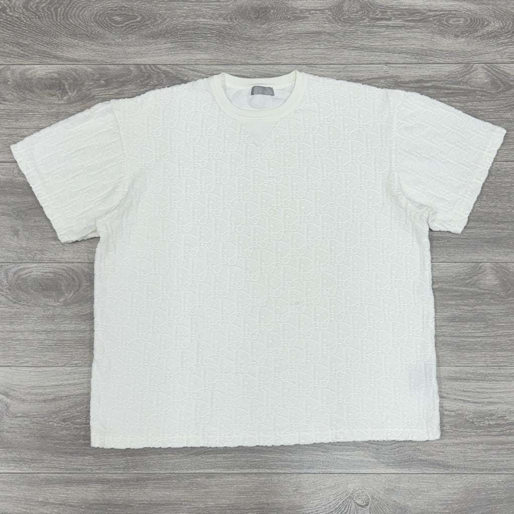 Size XL - Dior Oblique Relaxed Fit Terry Cotton Jacquard T-Shirt ' Off White '