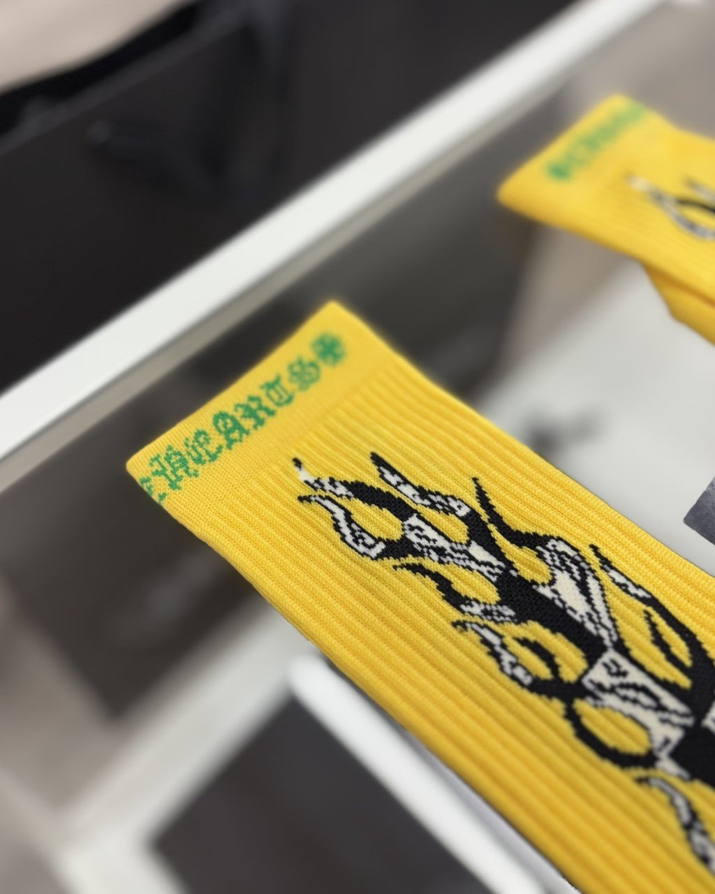 Size Small (4-6 US) - Chrome Hearts X Matty Boy Flame Socks ' Black ' | NEW!