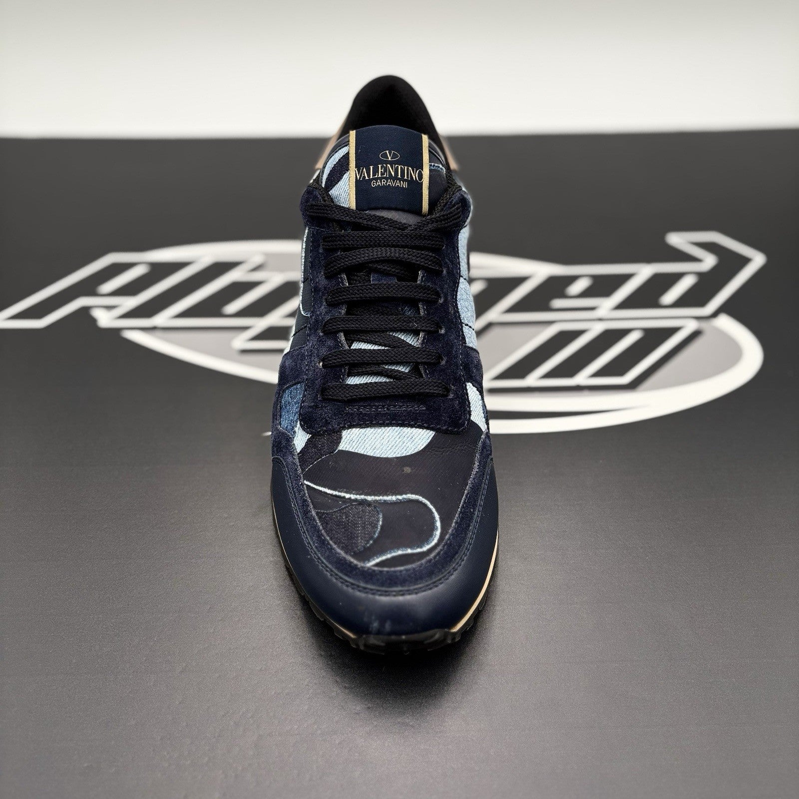 Size 41 EU (8 US) - Valentino Denim RockRunner Camo ‘ Blue, Red ‘ | GREAT COND!