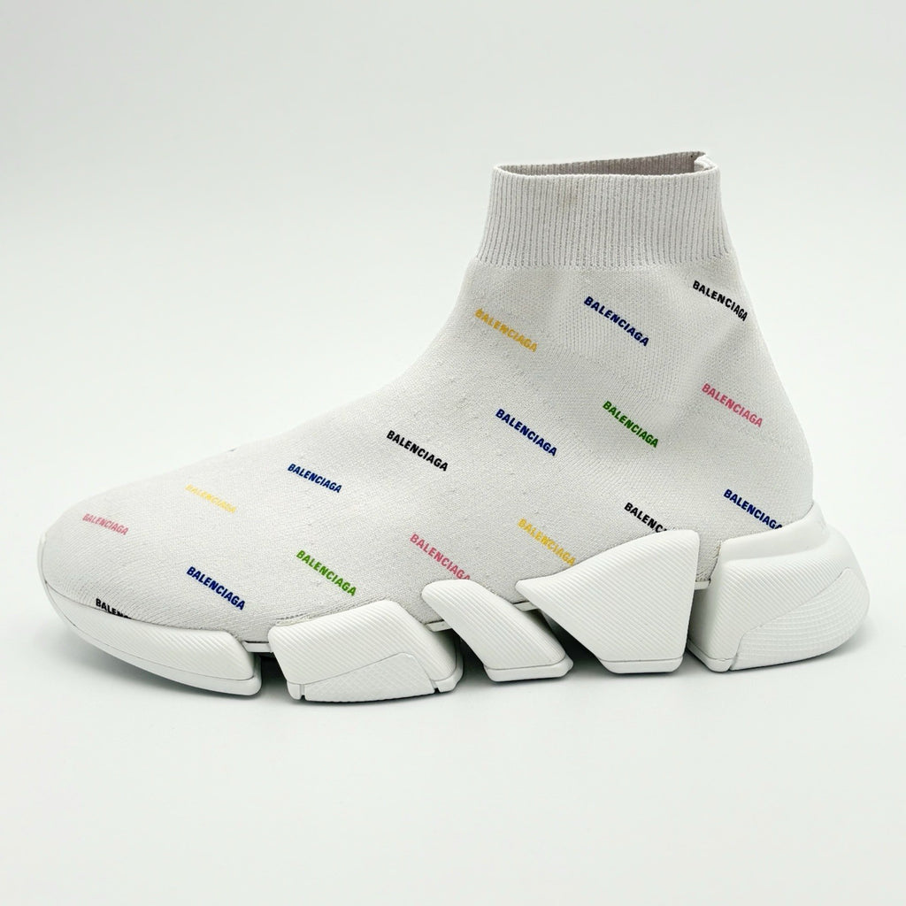 Size 39 (6 US) - Balenciaga Speed Trainer Allover Logo ' White ' | BRAND NEW!