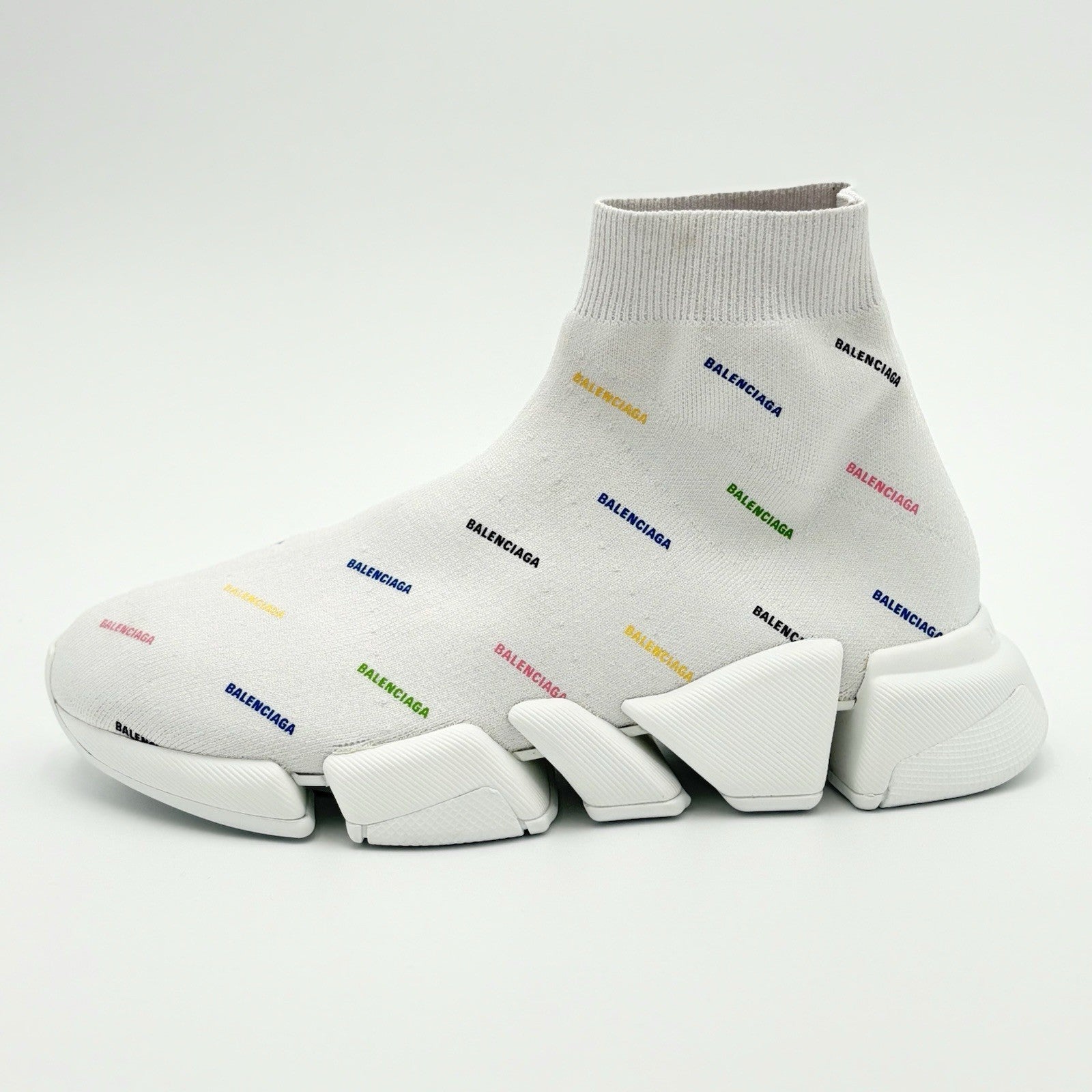 Size 39 (6 US) - Balenciaga Speed Trainer Allover Logo ' White ' | BRAND NEW!