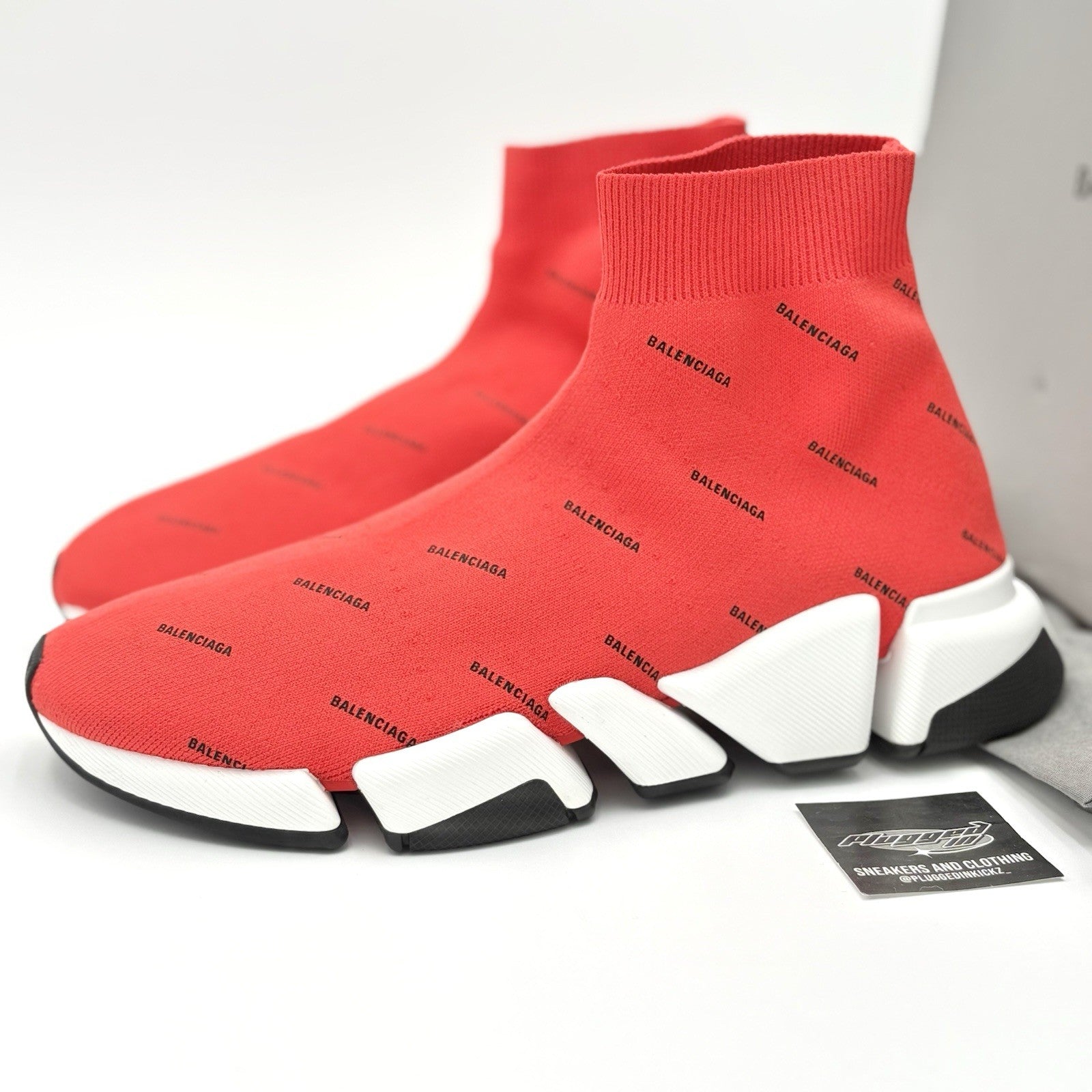 Size 41 (8 US) - Balenciaga Speed 2.0 ' All Over Logo Intense Red ' | BRAND NEW!
