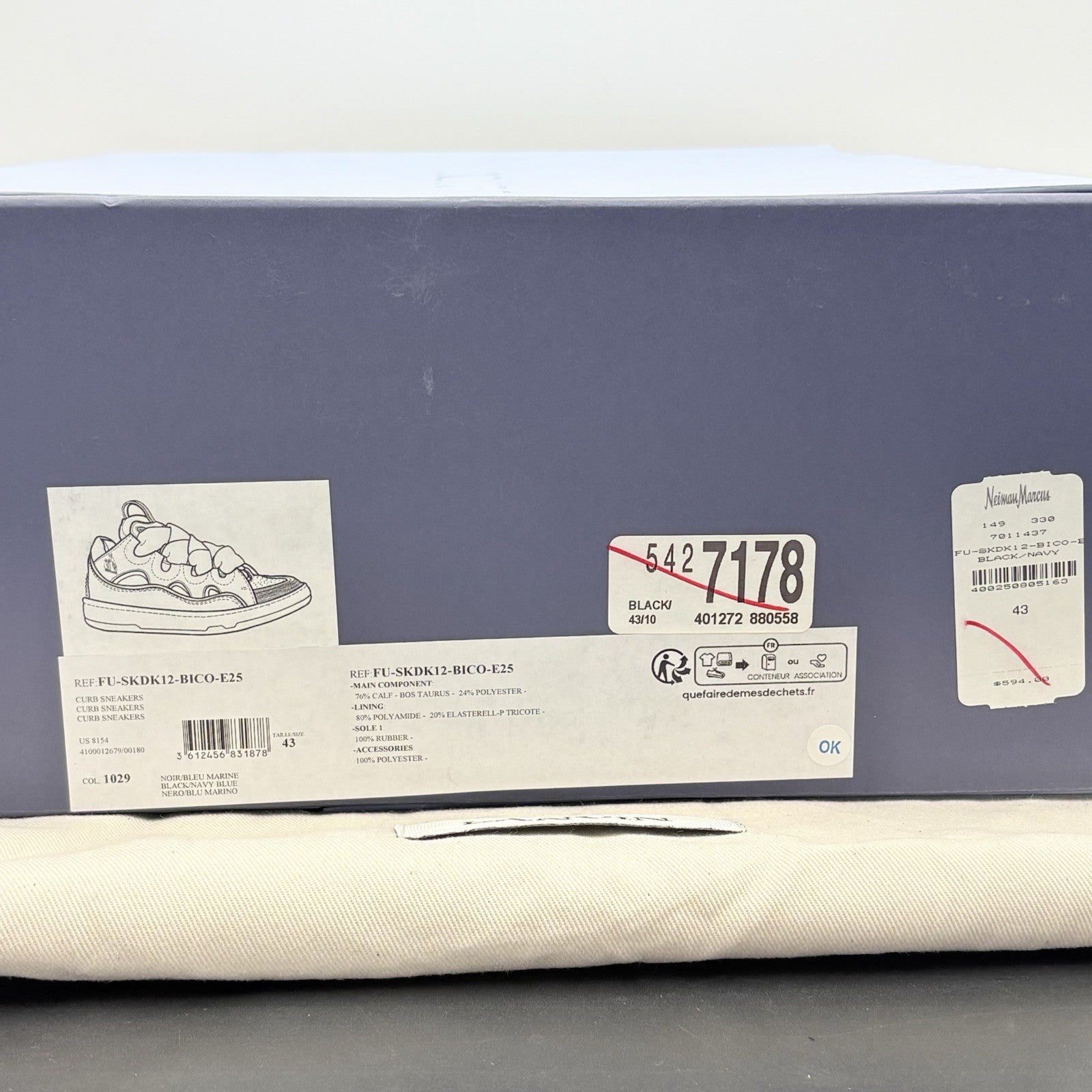 Size 43 (10 US) - Lanvin Curb Sneaker ' White Navy Blue ' | EXCELLENT CONDITION!