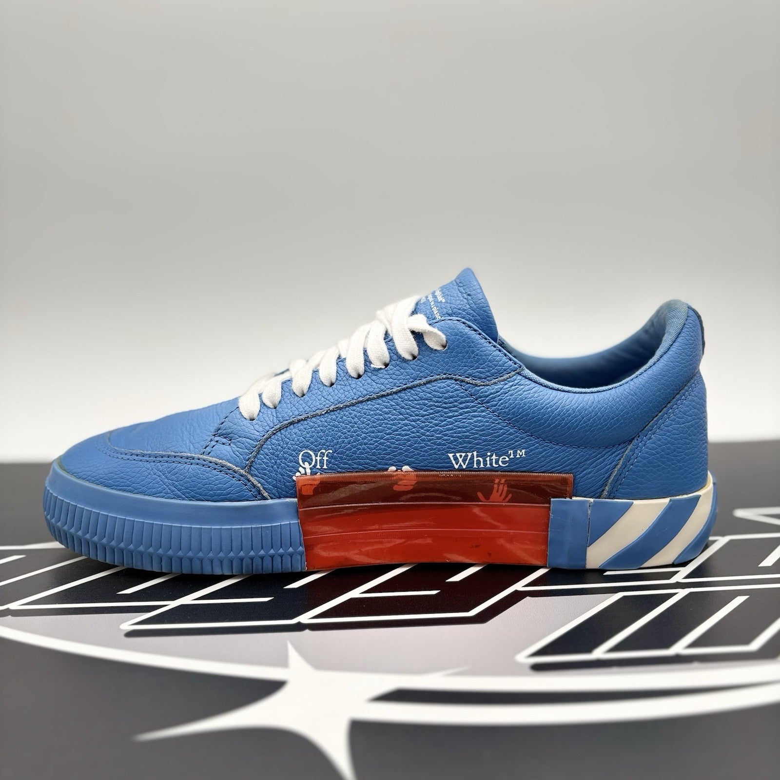Size 43 (10 US) - Off-White Vulc Leather ' Blue, White ' | GREAT CONDITION!