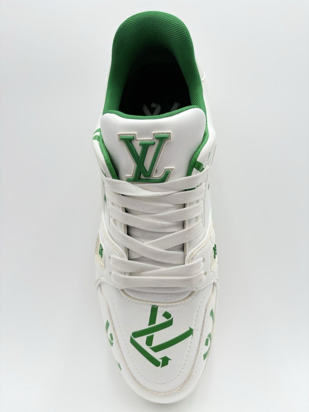 Size 6.5 LV (7.5-8 US) Louis Vuitton Trainer ' White Green Recycled ' | CLEAN!