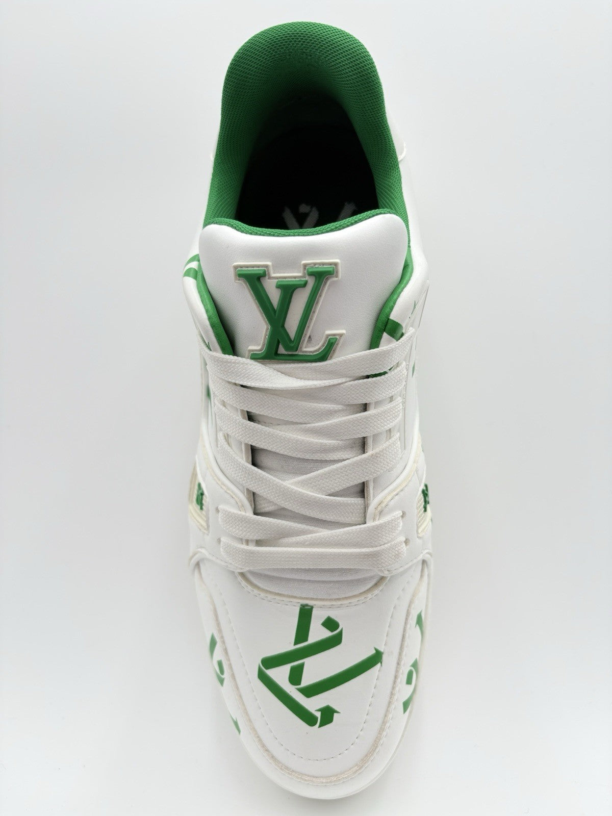 Size 6.5 LV (7.5-8 US) Louis Vuitton Trainer ' White Green Recycled ' | CLEAN!