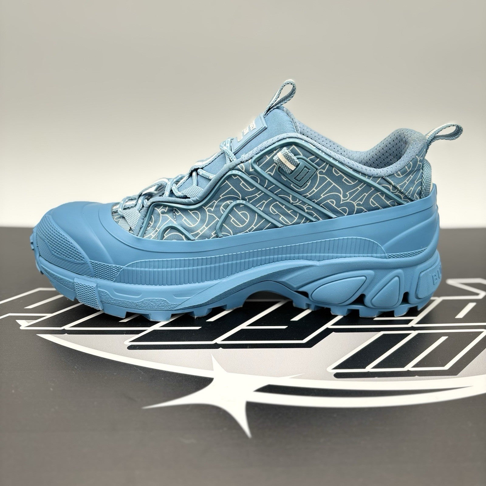 Size 45 EU (12 US) - Burberry Arthur ‘ Blue ‘ Low-Top Sneakers Monogram | GREAT!