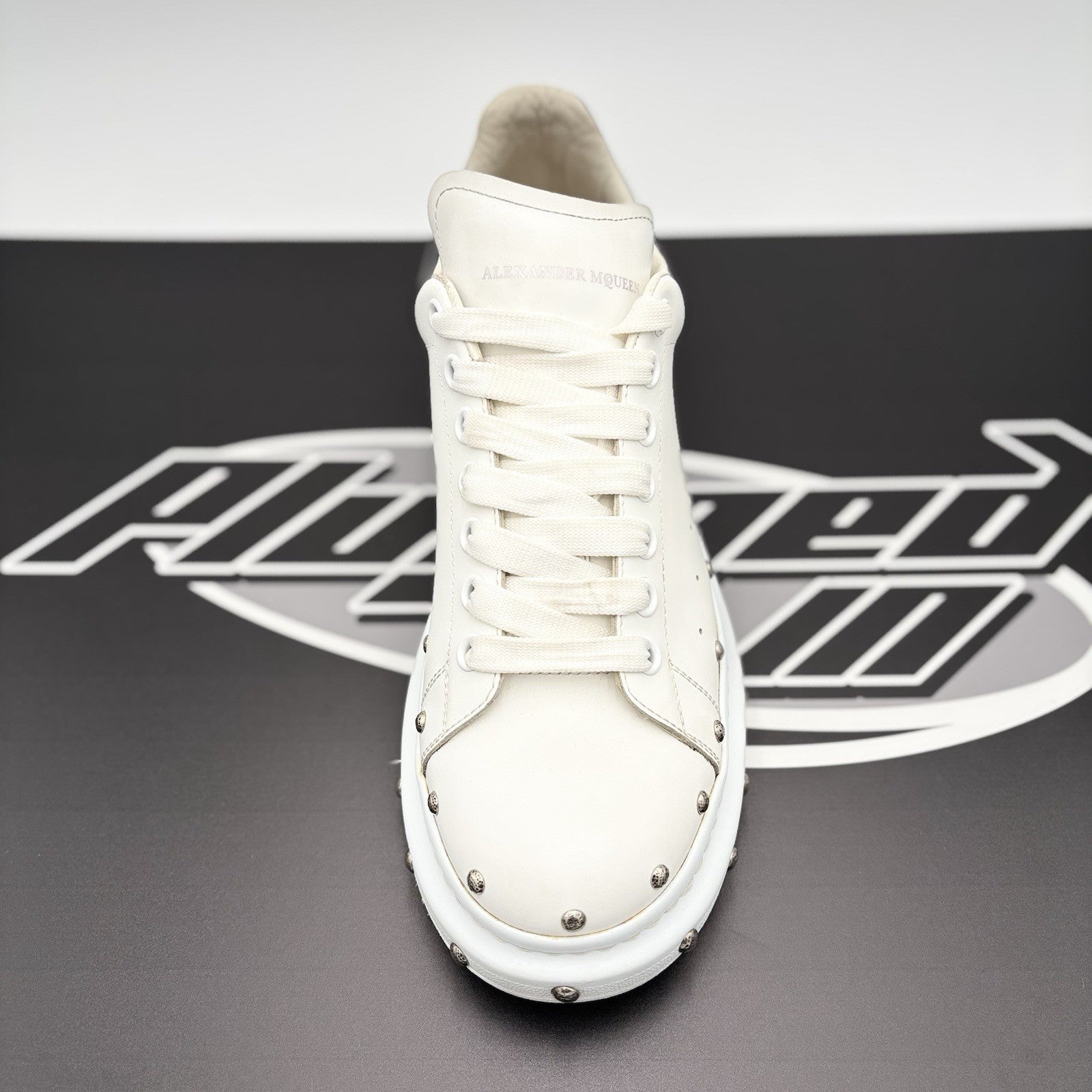 Size 44 (11 US) - Alexander McQueen Front Studded  ' White, Black ' | GREAT!