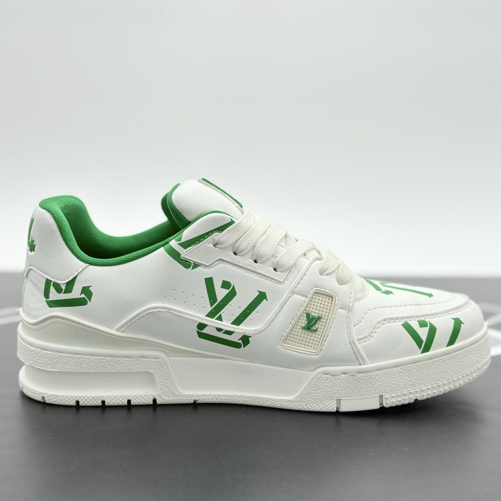 Size 6.5 LV (7.5-8 US) Louis Vuitton Trainer ' White Green Recycled ' | CLEAN!