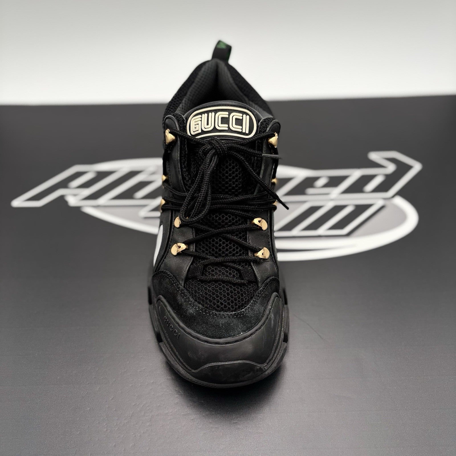 Size 8 G (8.5 US) - Gucci Flashtrek ' SEGA Black Leather ' | GOOD CONDITION!