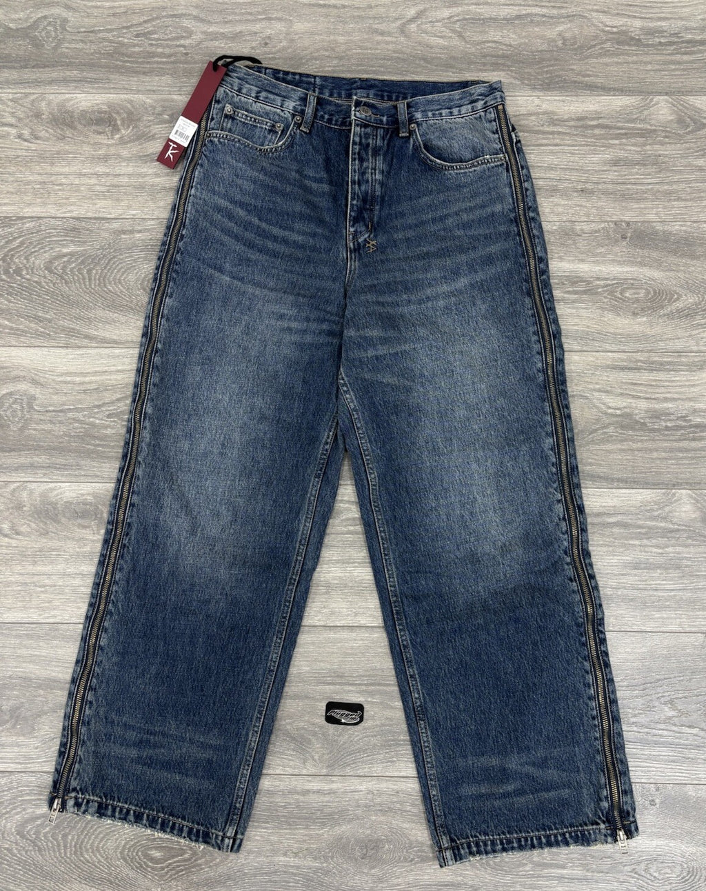 Size 33” - Ksubi X Trippie Redd Baggy Jeans With Zipper ‘ Denim ‘ | BRAND NEW!
