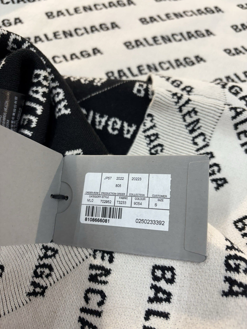 Size Small - Balenciaga All Over Logo Knit Crewneck ' White Black ' | BRAND NEW!