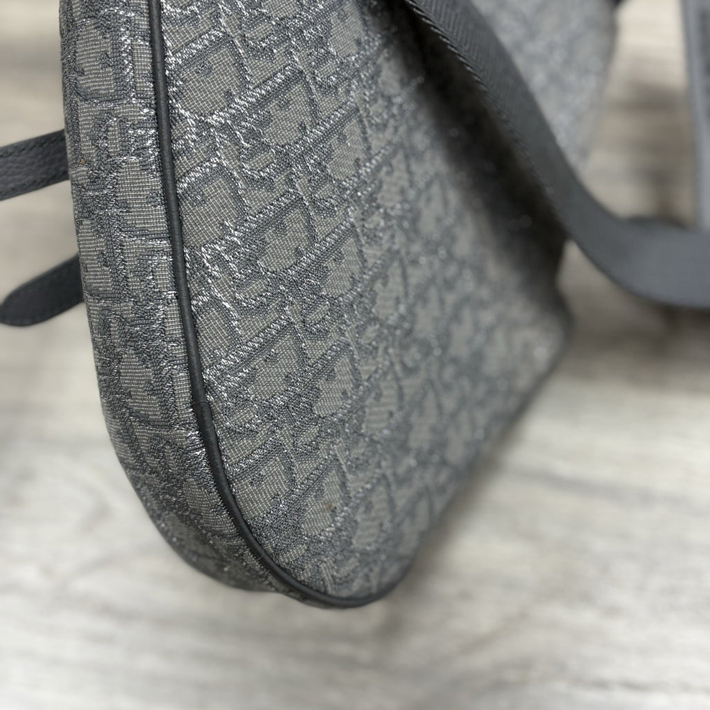 Christian Dior Ruthenium Oblique Saddle Bag ' Grey ' | SUPER CLEAN!