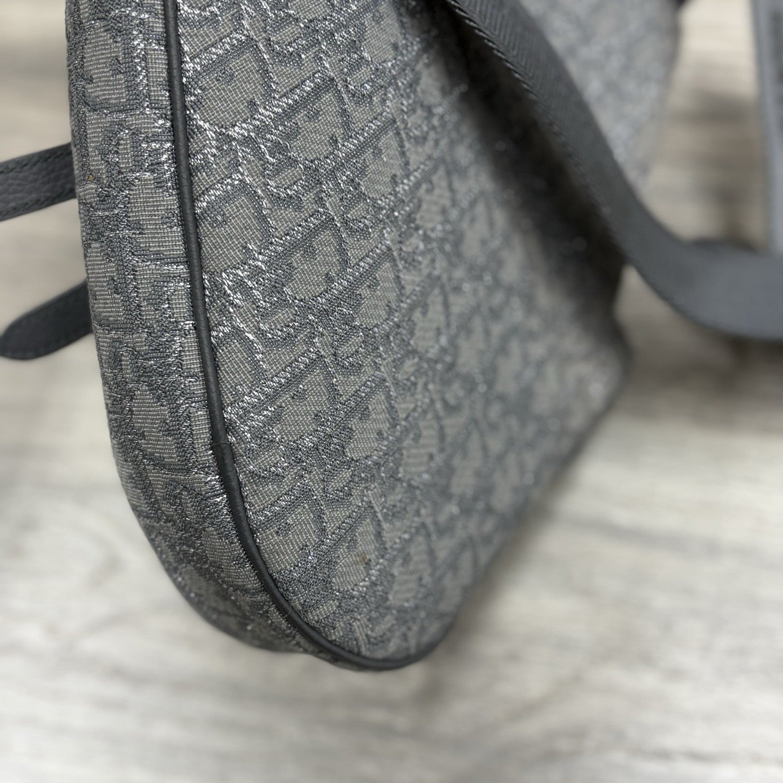 Christian Dior Ruthenium Oblique Saddle Bag ' Grey ' | SUPER CLEAN!